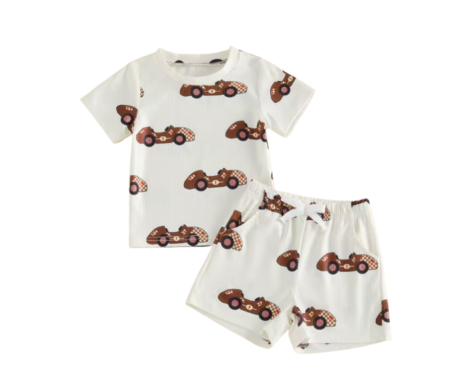 Chex Race Car Brown Short Set