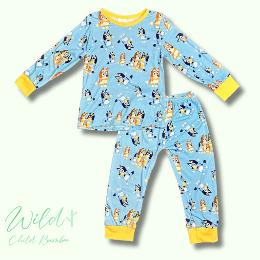 Blue dog family two piece