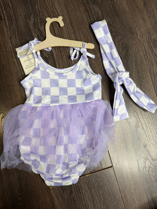 Daywear romper with bow - purple